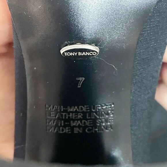 Tony Bianco Black Lila Fitted Pointed Toe High Block Heel 7 Baddie Edgy Stretchy - Picture 7 of 8